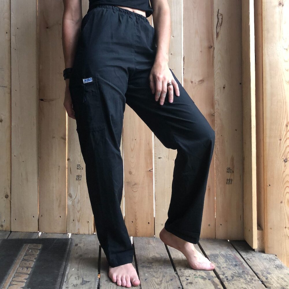 Y2K Mobb Scrub Pants || Unisex Black Scrub Pants